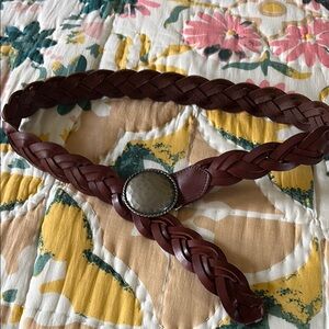 Lucky Brand Brown Braided Leather Belt with silver buckle